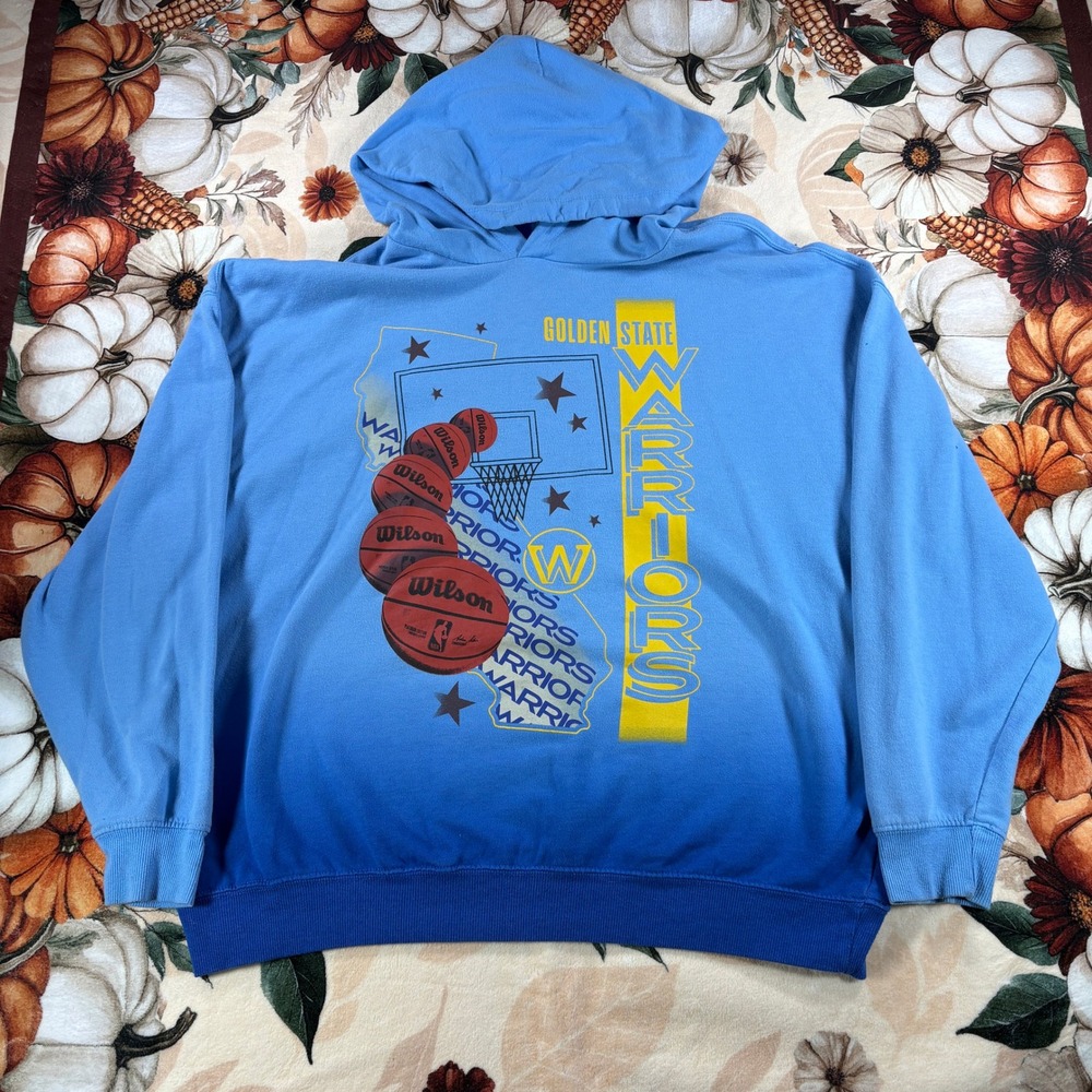 Y2K Golden State Warriors NBA Ombre Blue California Graphic Hoodie Mens Size XL